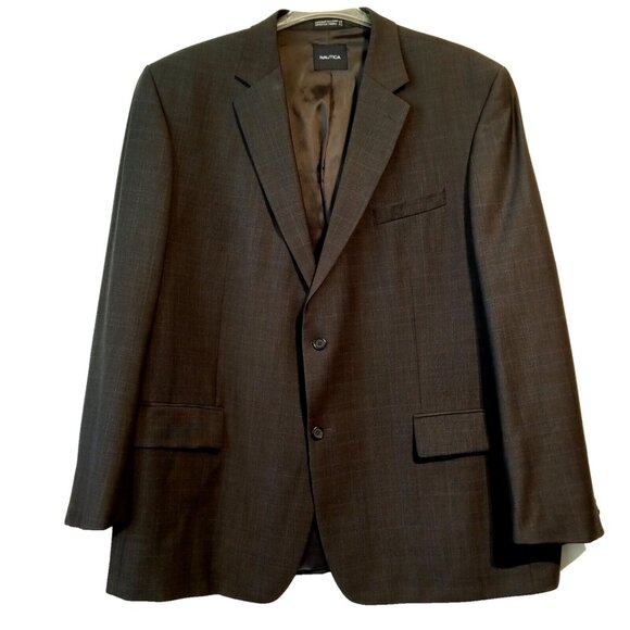 Nautica Suit CoatJacketMen's 50LBig & TallNavy Blue Plaid100% Wool VGC